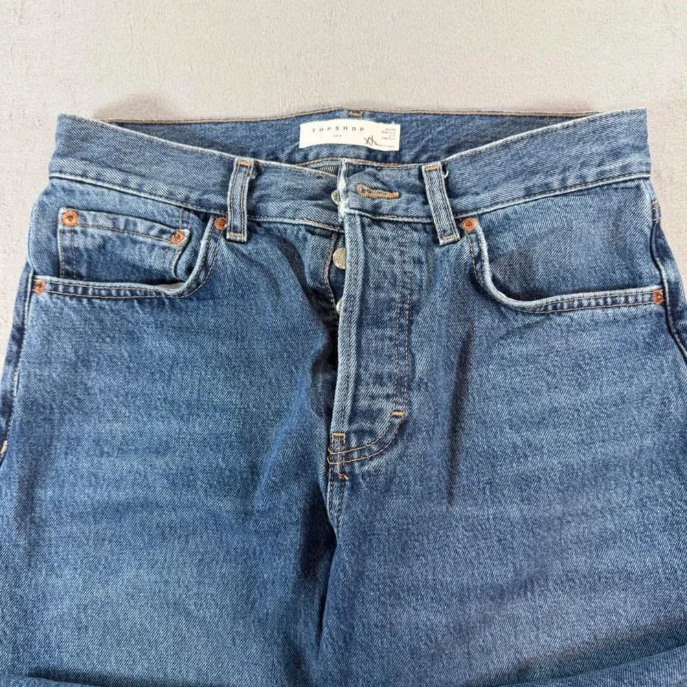Topshop Dad Jeans 28 – High Rise Distressed Boyfriend Medium Wash Straight Denim